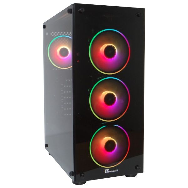 PremiumSUN ATX Tempered Glass Gaming Chassis/Case with 4 LED Aura Fan