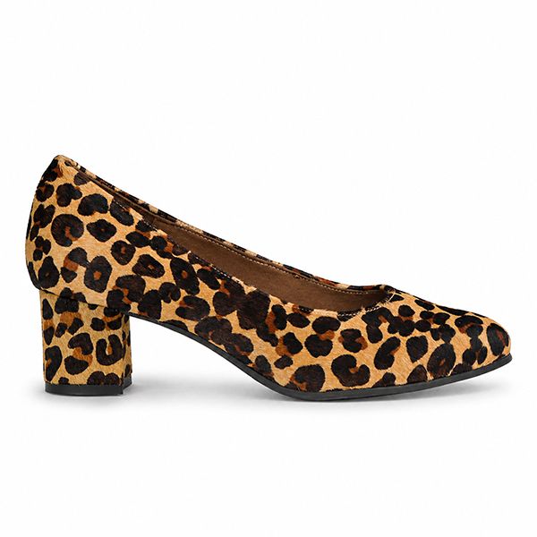Froggie Women's Block Heel Court Shoe-Cheetah Print leather - 12985