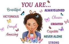 Wall Art Sticker Girl &amp; Inspirational Quote, Flowers &amp; Butterflies