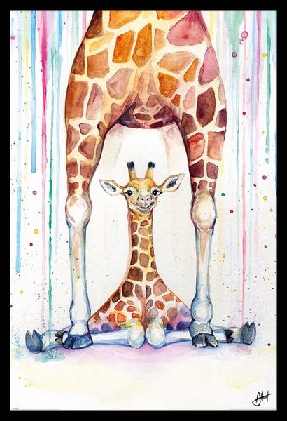 Marc Allante - Giraffes Poster with Black Frame
