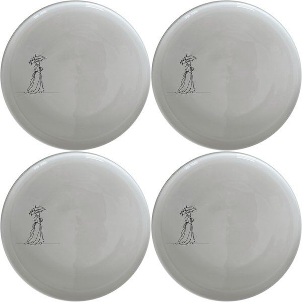 Victorian Woman Umbrella Dinner Plate Set of 4 - Range 1