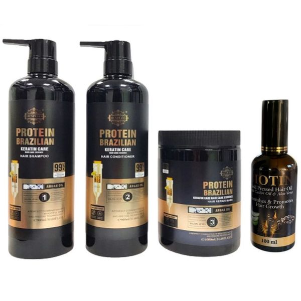 Protein Brazilian Keratin Hair Shampoo, Conditioner, Mask &amp; Hair Growth Oil