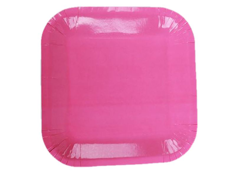 G4A - Square Paper Plate - Pink - Set of 60