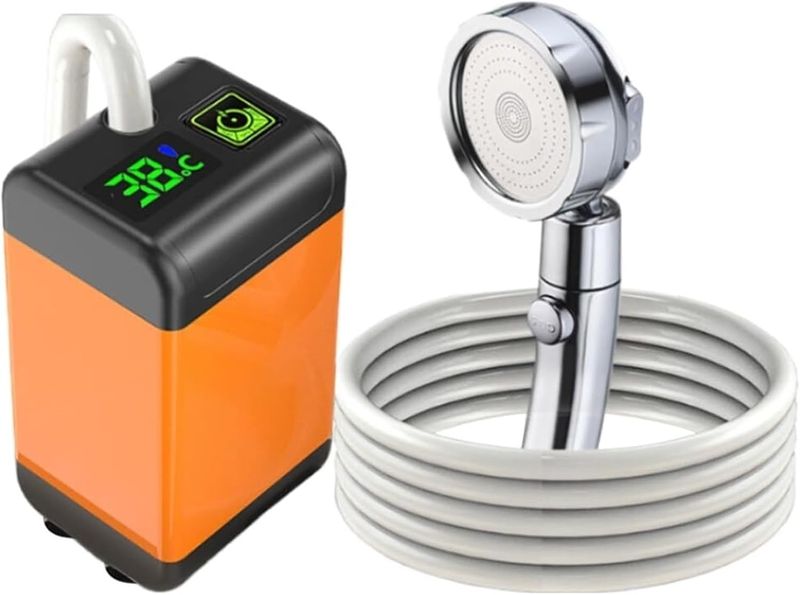 Portable Camping Shower, 4800mAh Rechargeable Shower Pump