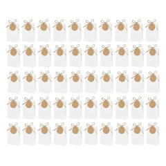 50Pcs Kraft Paper Gift Box With Ribbon Tag Candy Packaging Bag Brown