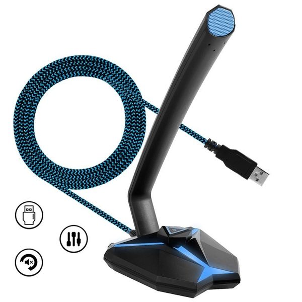 USB Condenser Omni Microphone &amp; LED Mute Button Volume Control PLK