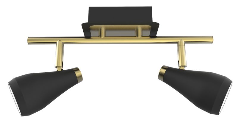 2 Light Sophisticated Black and Brass Spotlight Bar - S173
