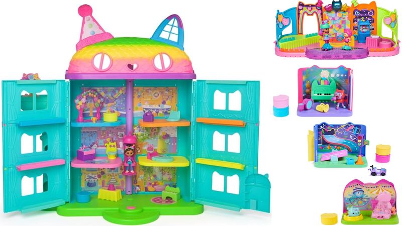 Gabby'S Celebration Dollhouse with Party Room Playset &amp; 3 Deluxe Rooms