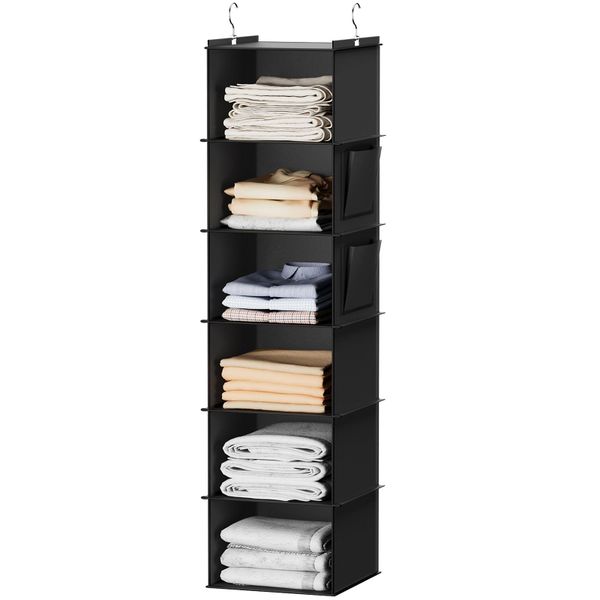 Hanging Closet Organizers and Storage, 6-Shelf Hanging Closet Shelves