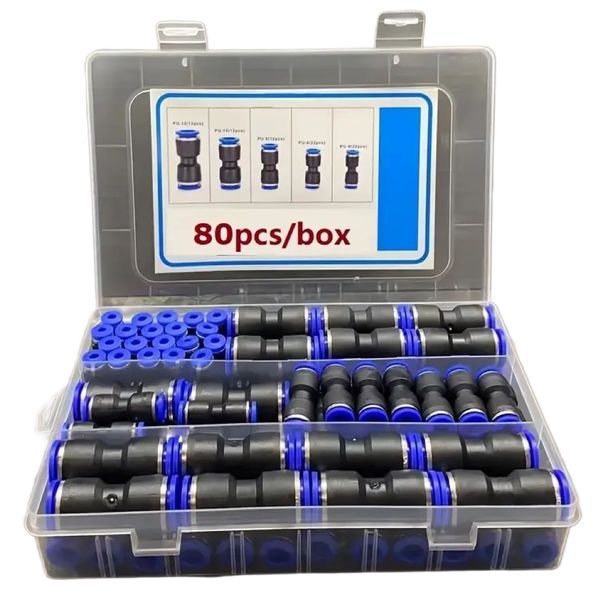 Tool DIY 80pcs Quick Connect Air Hose Fittings Kit for 0.4-1.3 cm Tubes