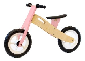 BooToo Wooden Balance Bike - Birch wood &amp; Pink
