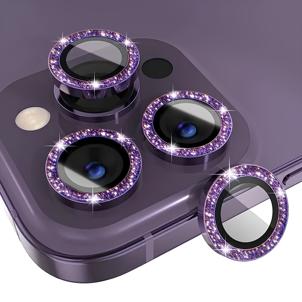 Sparkling Lens Protector Compatible with iPhone 15 Pro/15 Pro Max - Purple