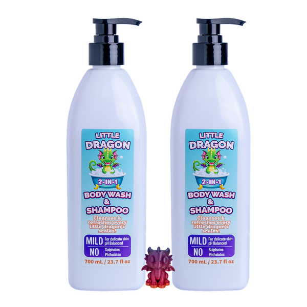 Little Dragon 2-in-1 Body Wash &amp; Shampoo 2 X 700ml + Small Dragon toy