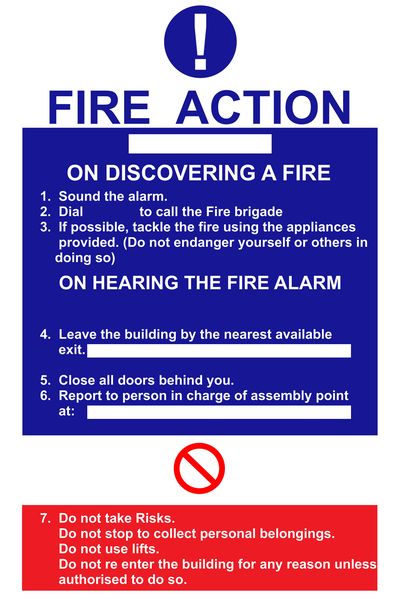 Fire Action on Discovering a Fire 60x80cm Sign.