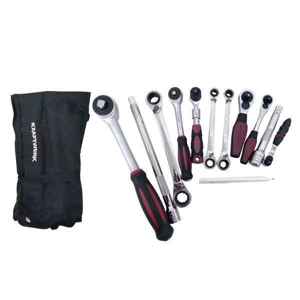 Kraftwerk 12-Piece Ratchet &amp; Ring Ratchet Spanner Set
