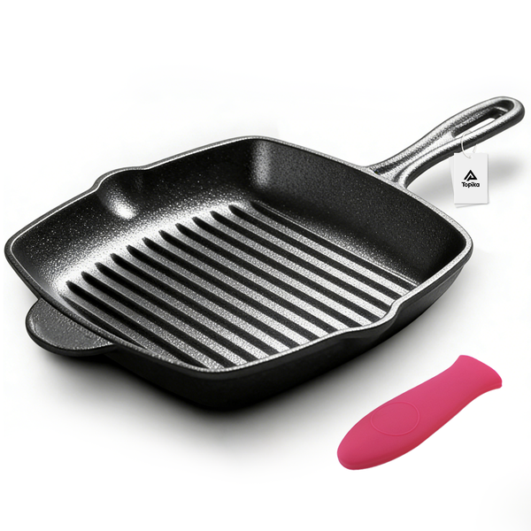 Topika Nonstick Cast Iron Grill Pan 28cm Square Cast Iron Steak Grill Pan