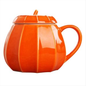 Mug Pumpkin Mug with Lid - Ceramic Decorations Ornament Coffee Mugs Big Cut