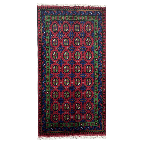 Carpet Express &amp; Decor/HandMade Color Afghan Cranberry Red/Blue- 182 x 94cm