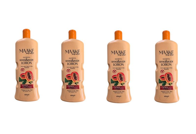 MAAKE Papaya Glowing Hand &amp; Body Lotion 600ml Bottle Pack of 4
