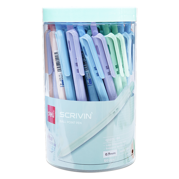 Deli SCRIVIN 0.7mm Ball Point Pen Black 50 pcs