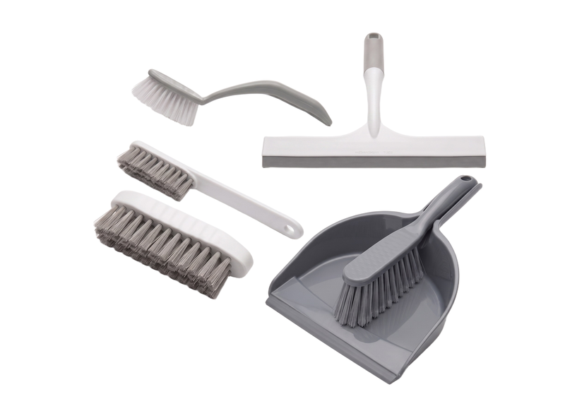 6 Piece Dustpan and Household Cleaning Set with Squeegee and Brushes