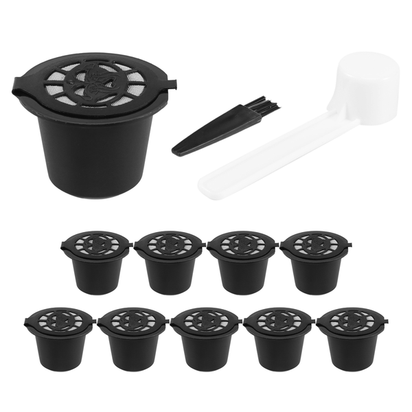 10 Pcs Coffee Capsule Filters For Nespresso With Spoon Brush Red