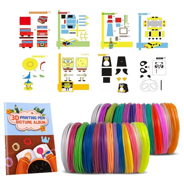 20 Colors 3D Printer Pen Filament Refills PCL Drawing Book Molds Paper Kit