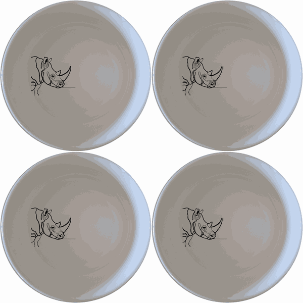 Silhouette Big Five African Rhino Bowl Set of 4 - Range 1