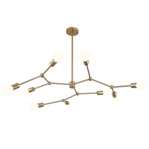 9 Light Bronze Plated Metal Chandelier with Adjustable Arms
