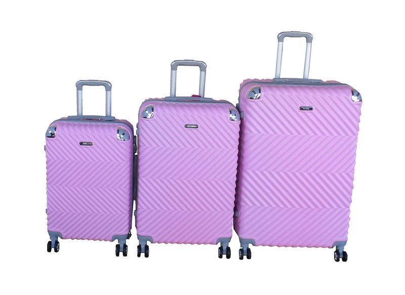 Light Pink ABS Suitcase with Chevron Pattern, Spinner Wheels, Lock - GAILY
