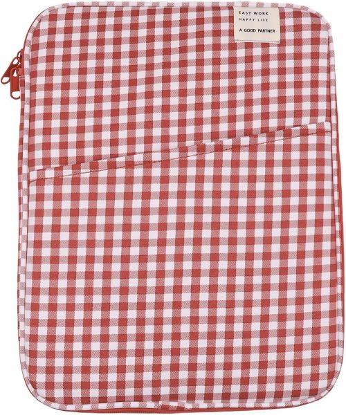 13-14 Inch Plaid Laptop Sleeve Case, Cute Gingham Tablet for Women