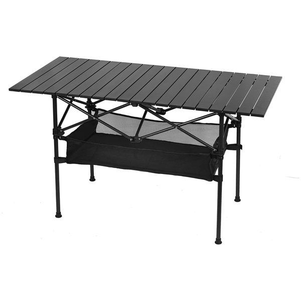 Height Adjustable Folding Camping Table with Storage Organizer- 47.24