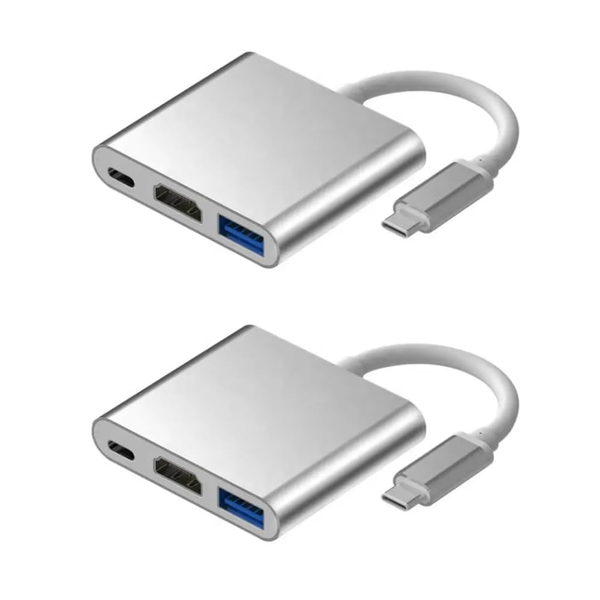 Twin Pack 3-in-1 Type-C Hub Adapter USB C to HDMI