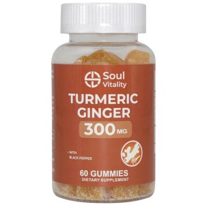 Soul Vitality Tumeric Ginger 300mg - 60 Dietary Supplement Gummies