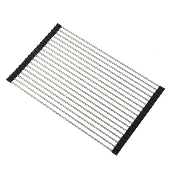 18-Pipe Roll-Up Dish Rack, Space Saver Stainless Steel Drainer