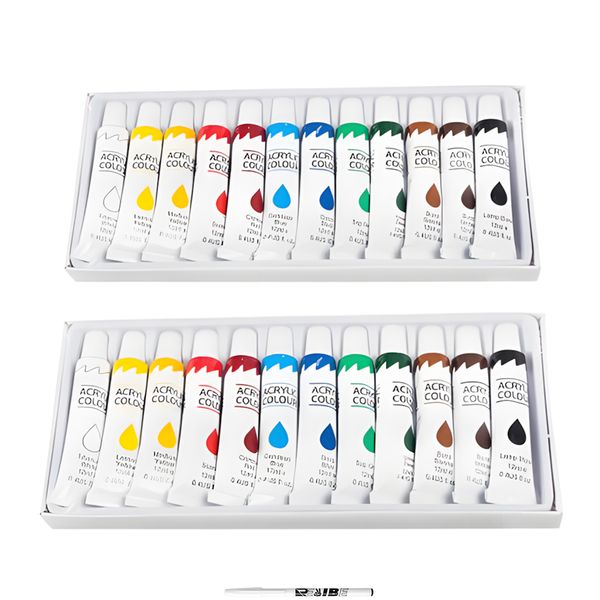 Fabric Paint Set 2-Pack, 24x12ml Tubes - Textile Art &amp; Craft + ReVibe Pen