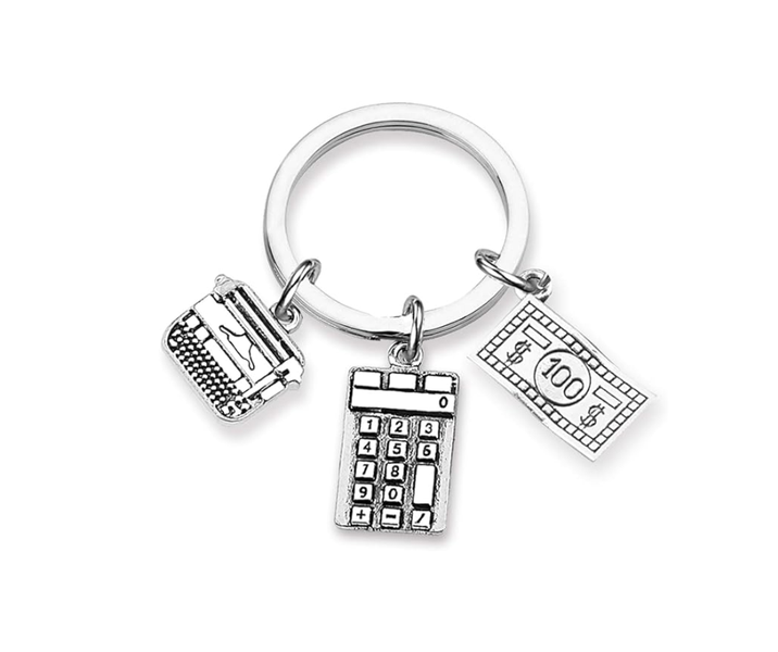 Accountant Appreciation Keyring Novelty Gift with Mini Charms Money Number