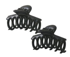 Chic Round Tooth Hair Clamp, Claw 2 Pack - 6cm Black