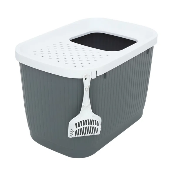 Cat Toilet Kitten Litter Pan Splash Proof Large Odor Barrier Semi-Closed