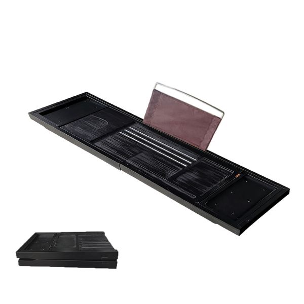 Adjustable Bamboo Bathtub Tray for Bath, Phone &amp; Wine