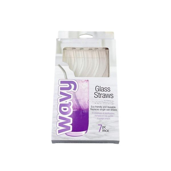 7 Piece Reusable Glass Straw Set