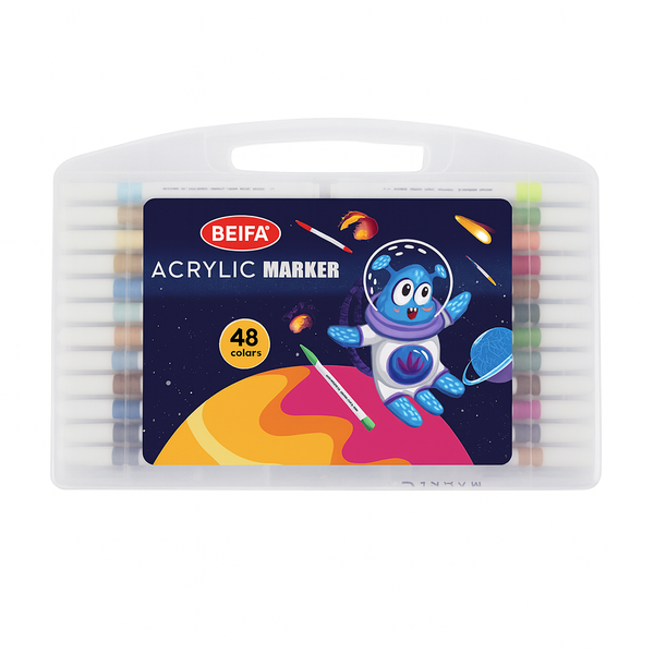 Multi-Colour Markers - 48 Vibrant Colours in Carry Case -1 x Case