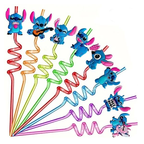 Kabukis Stitch Reusable Straws - 8-pcs of Joyful Fun for Birthdays &amp; Events