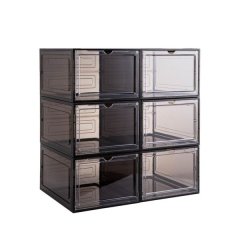 Magnetic Stackable Shoe Storage Boxes - 6 Pack Clear Closet Organizers