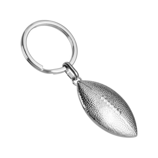 Metal Rugby Ball Keychain