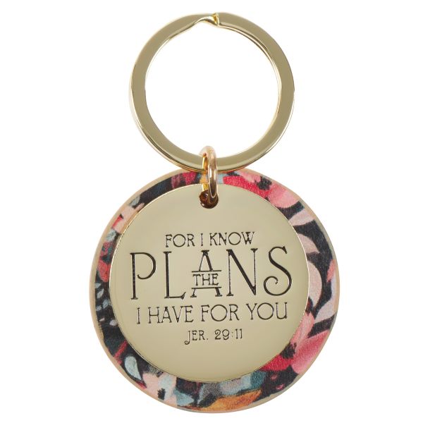 Faux Leather Key Ring with Charm - For I Know the Plans I Have for You