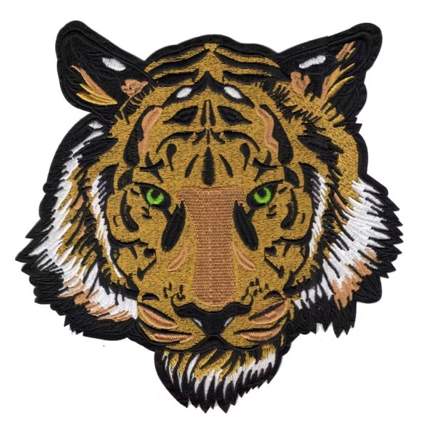 Craft Tiger Head Shaped Iron-On Embroidered Patch - 25cm