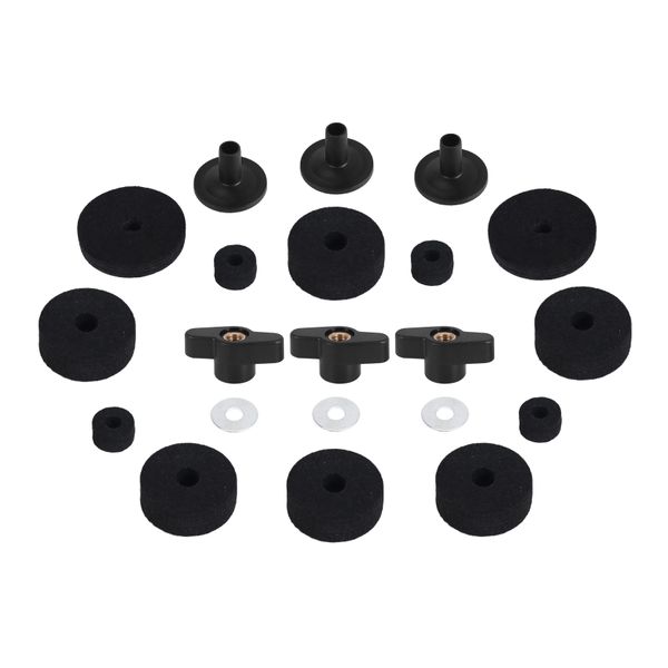Cymbal Felts Hi-Hat Clutch - Felt Cymbal Stand Sleeves Black - 21 Piece