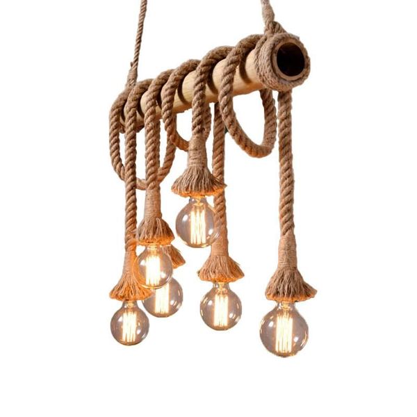 Country Vintage Wrought-Iron Rope Style Pendant Light