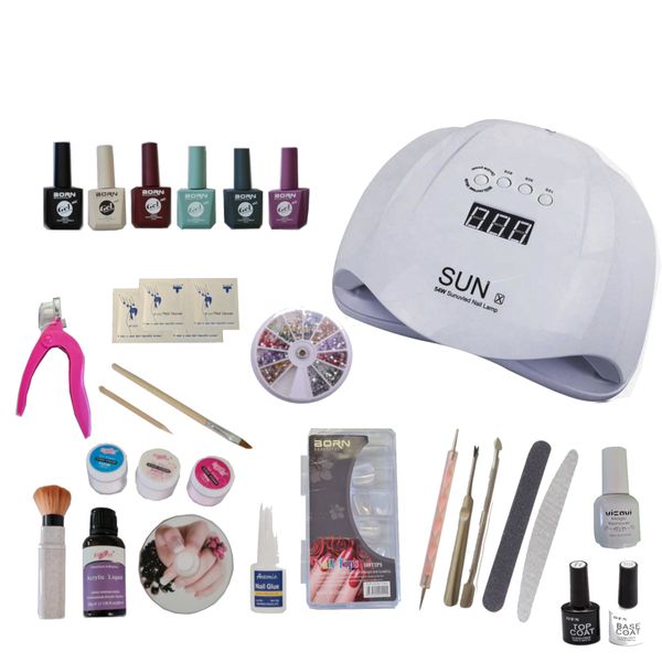 Seasonal Nail Kit with UV Lamp &amp; 6 Colors Gel Polish &amp; Nail Accessories